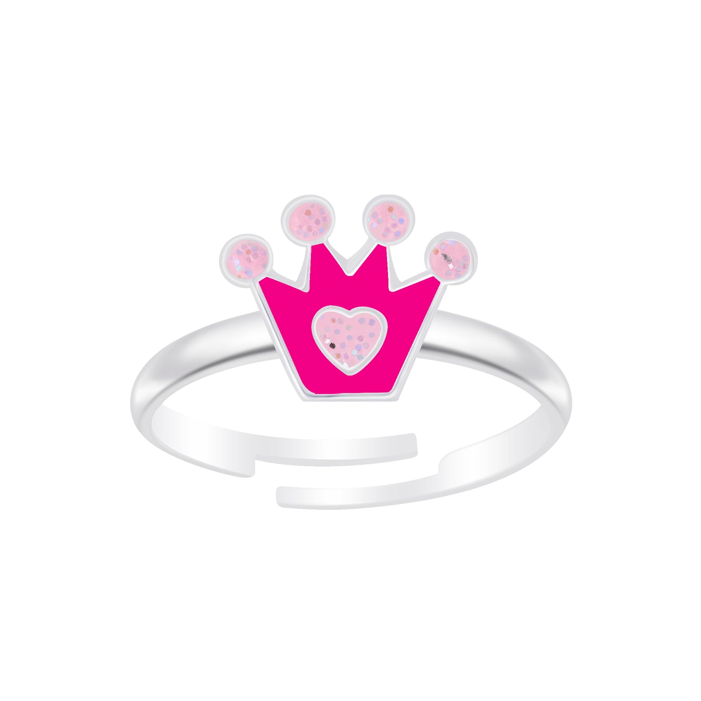 Children's Sterling Silver Adjustable Princess Crown Ring