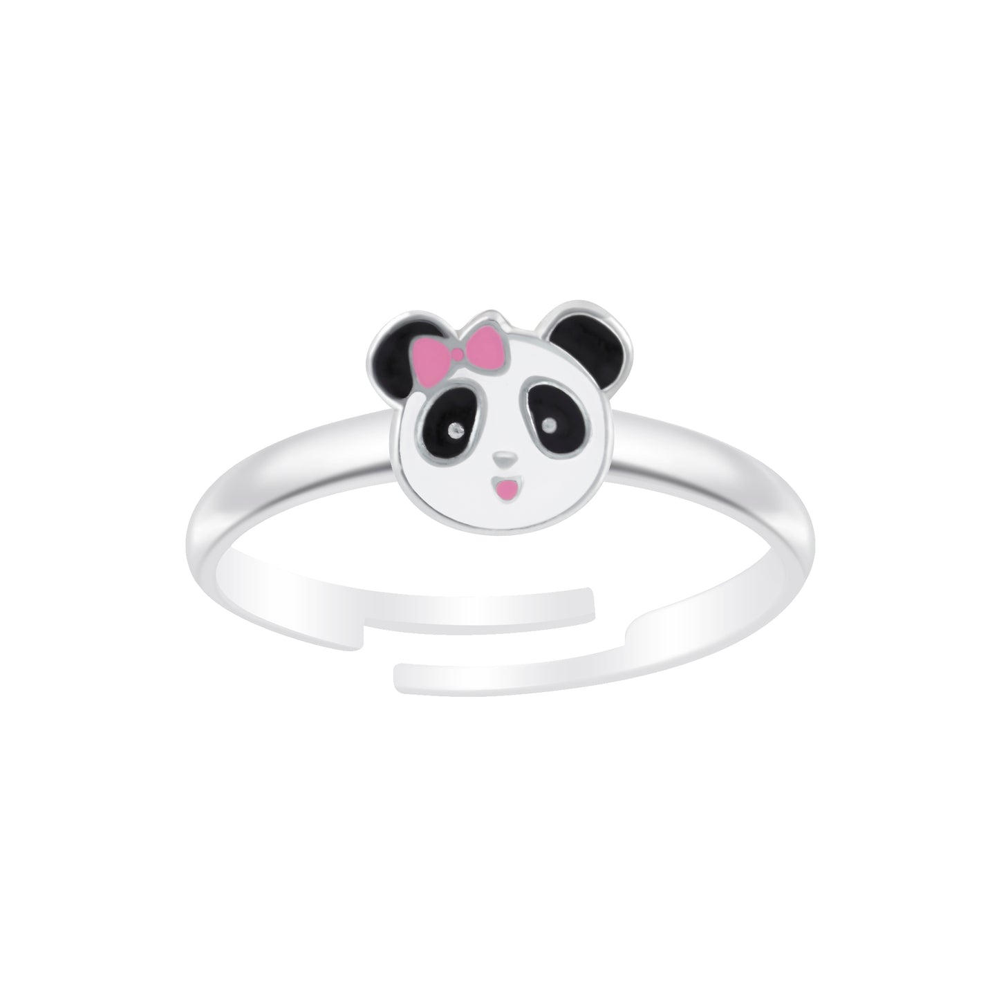 Children's Sterling Silver Adjustable Panda Bear Ring