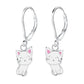 Children's Sterling Silver Cat Leverback Earrings