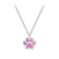 Children's Sterling Silver Crystal Pink Paw Print Necklace