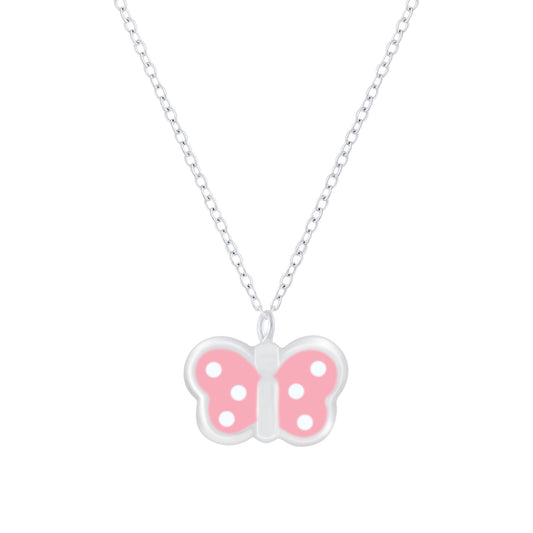 Children's Sterling Silver Spotted Butterfly Necklace
