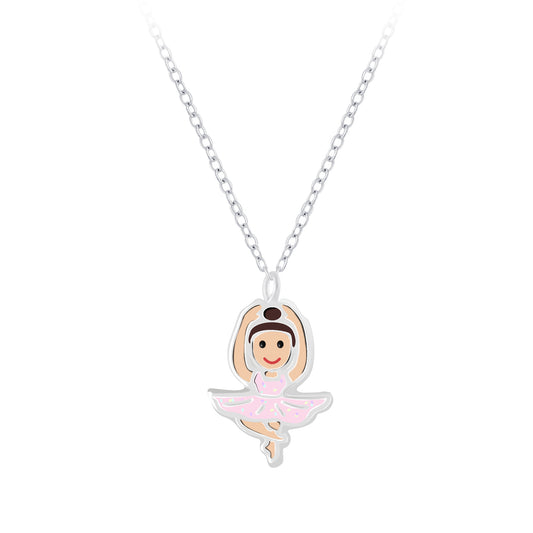 Children's Sterling Silver Pink Ballerina Necklace