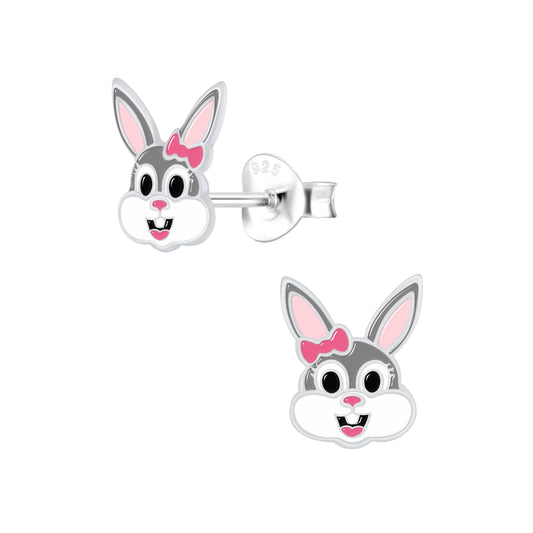 Children's Sterling Silver Bunny Rabbit Stud Earrings