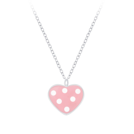 Children's Sterling Silver Spotted Heart Necklace