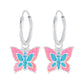 Children's Sterling Silver Sparkly Butterfly Hoop Earrings