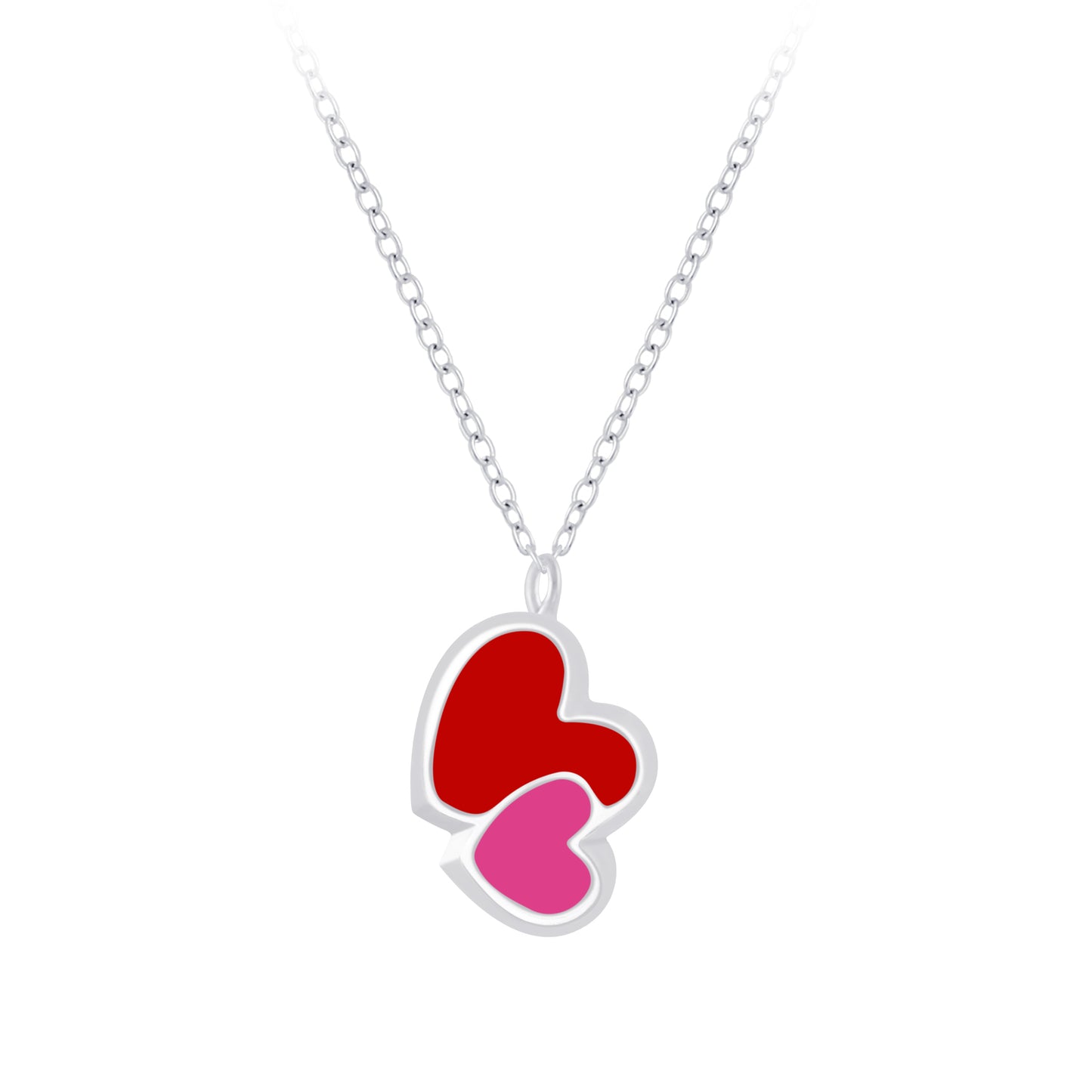 Children's Sterling Silver Double Heart Necklace
