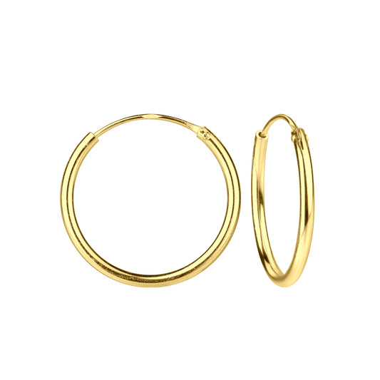 14ct Gold Plated Sterling Silver 20mm Thick Hoop Sleeper Earrings