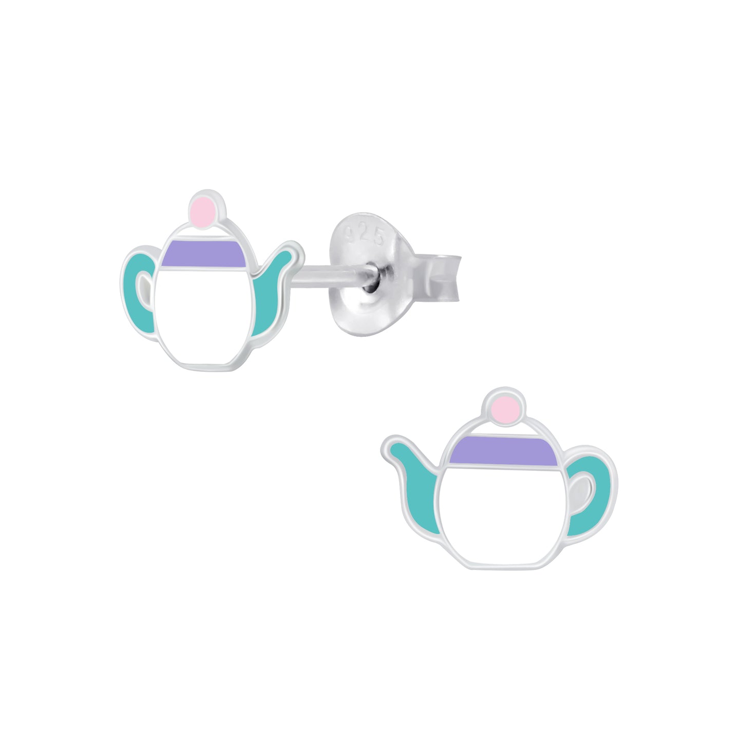 Children's Sterling Silver Teapot Stud Earrings