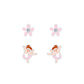 Children's Sterling Silver Ballerina & Flower Stud Earrings Set of 2