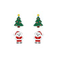 Children's Sterling Silver Christmas Tree & Santa Bear Stud Earrings Set of 2