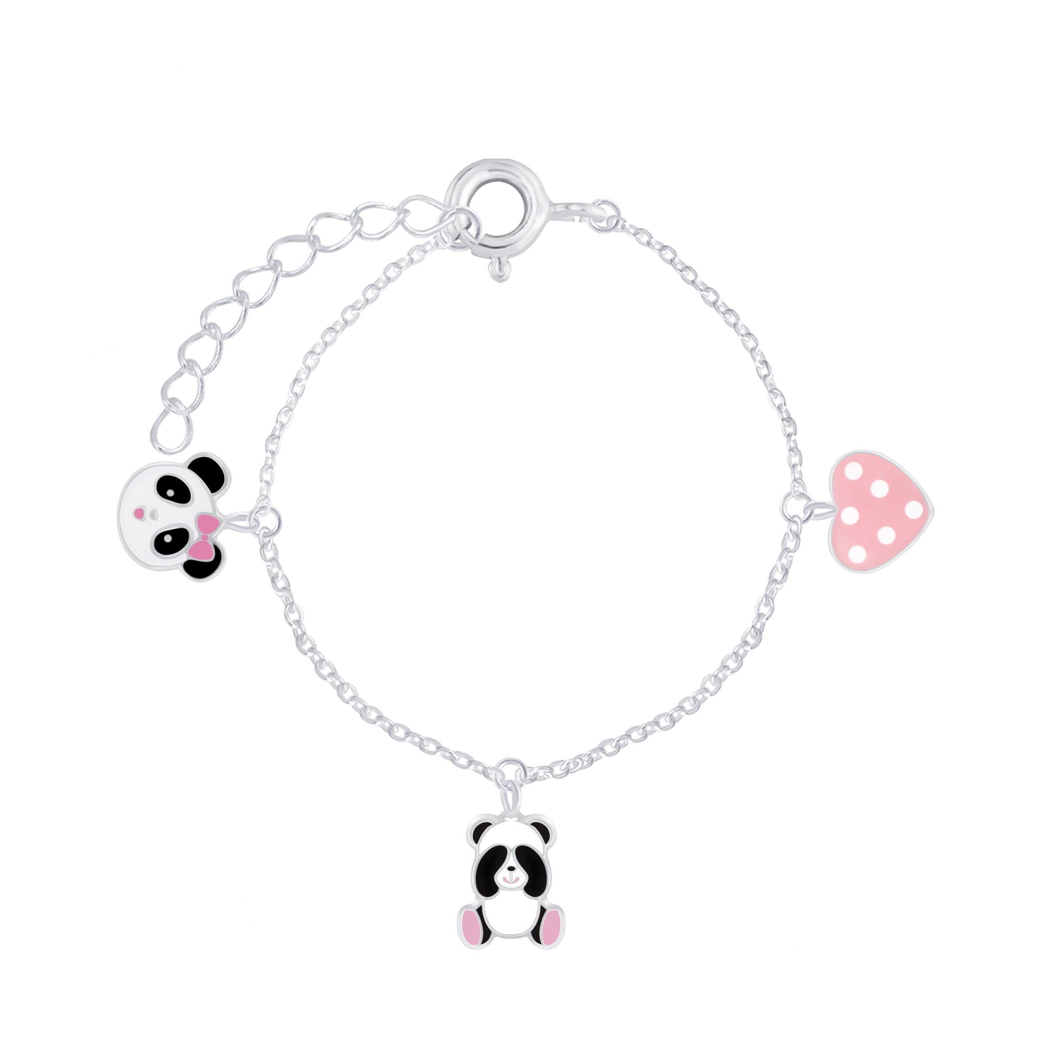 Children's Sterling Silver Panda Bear Lovers Bracelet - Melchior Jewellery 