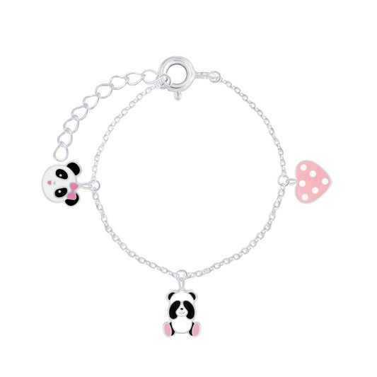 Children's Sterling Silver Panda Bear Lovers Bracelet