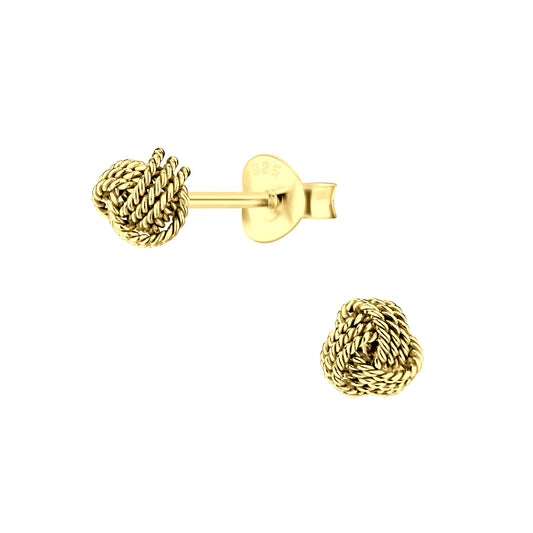 14ct Gold Plated 925 Sterling Silver 5mm Knot Stud Earrings
