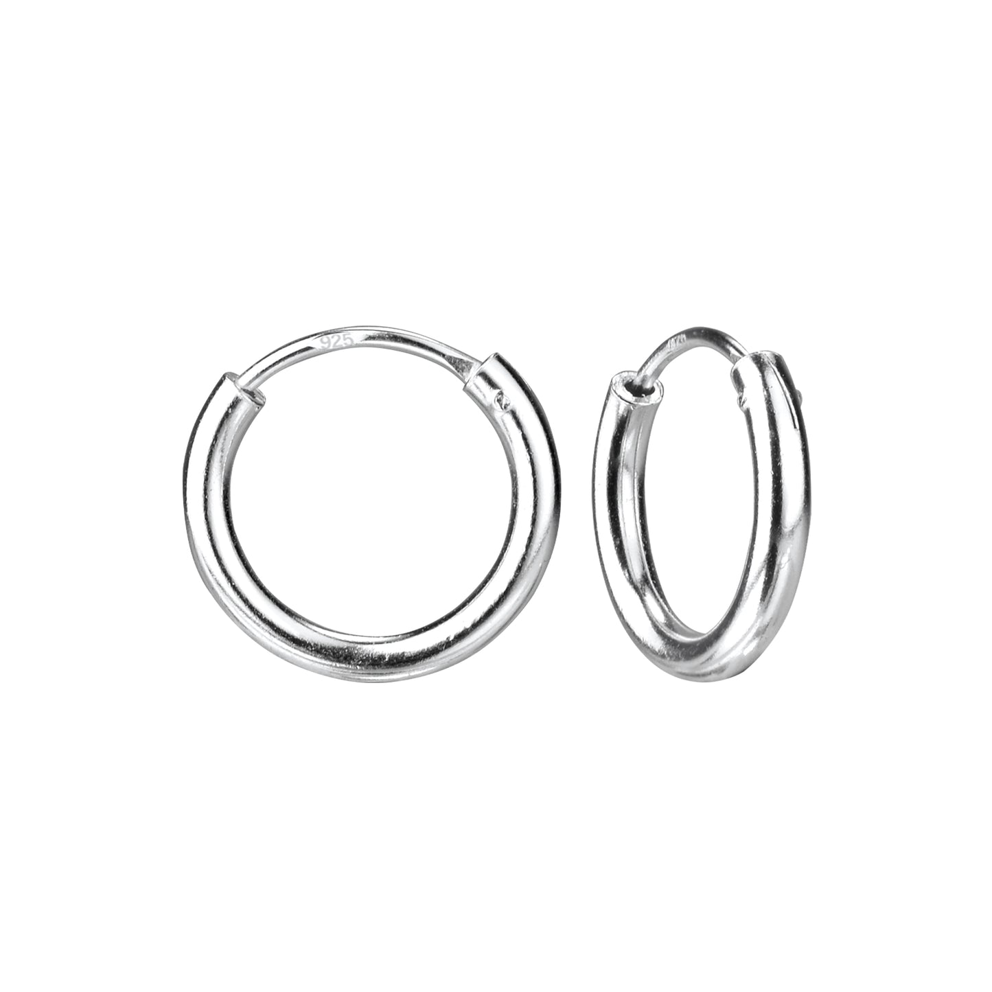 Sterling Silver 14mm Thick Hoop Earrings