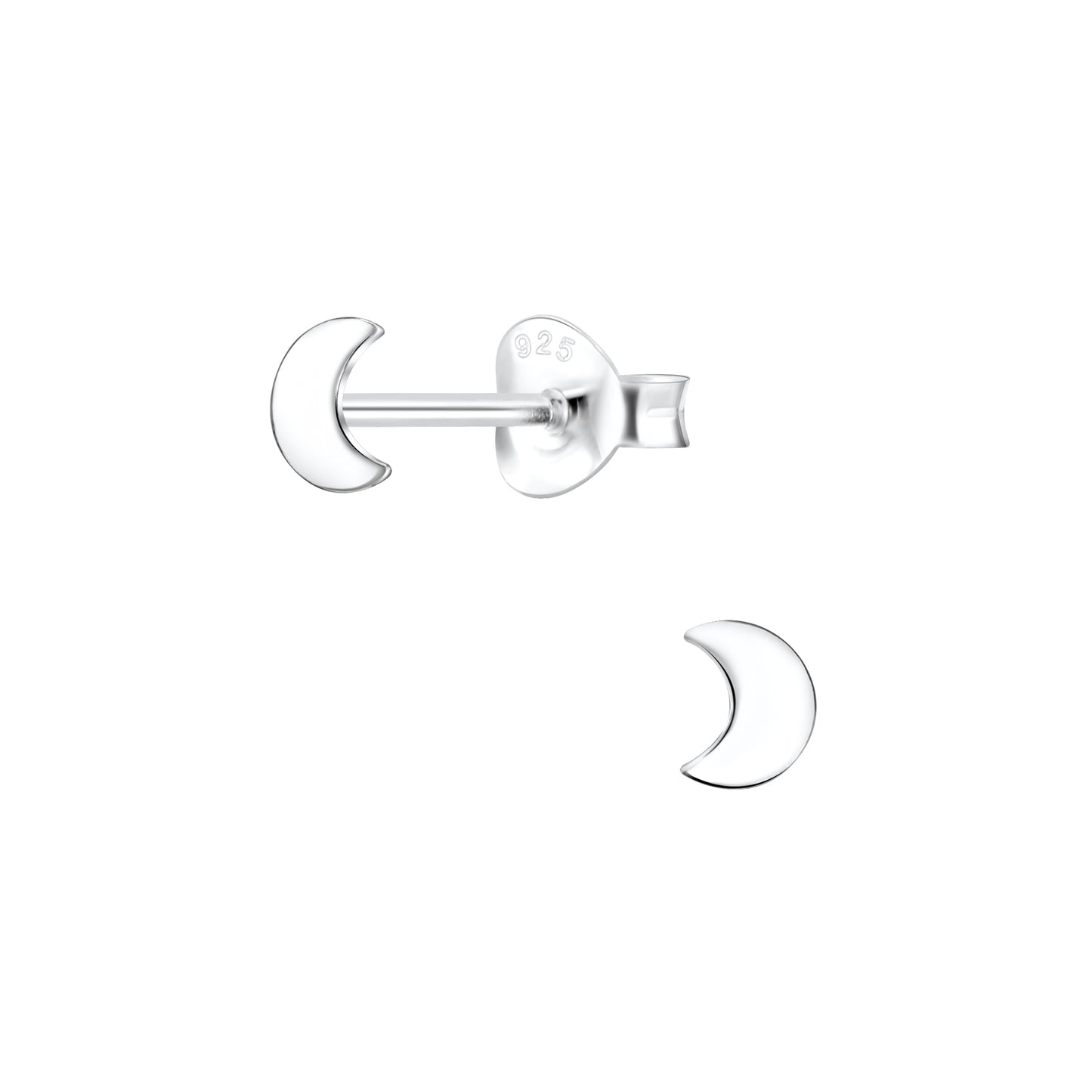 Sterling Silver Half Moon Stud Earrings