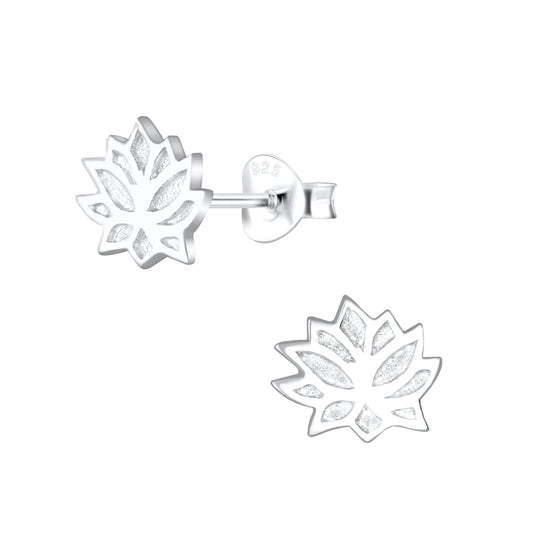 Sterling Silver Lotus Stud Earrings