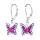 Children's Sterling Silver Crystal Butterfly Leverback Earrings