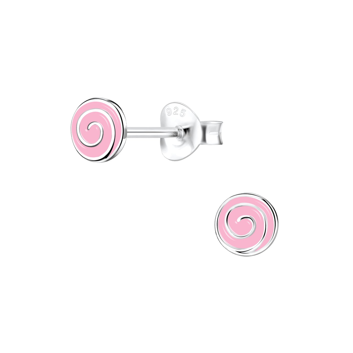 Children's Sterling Silver Pink Spiral Stud Earrings