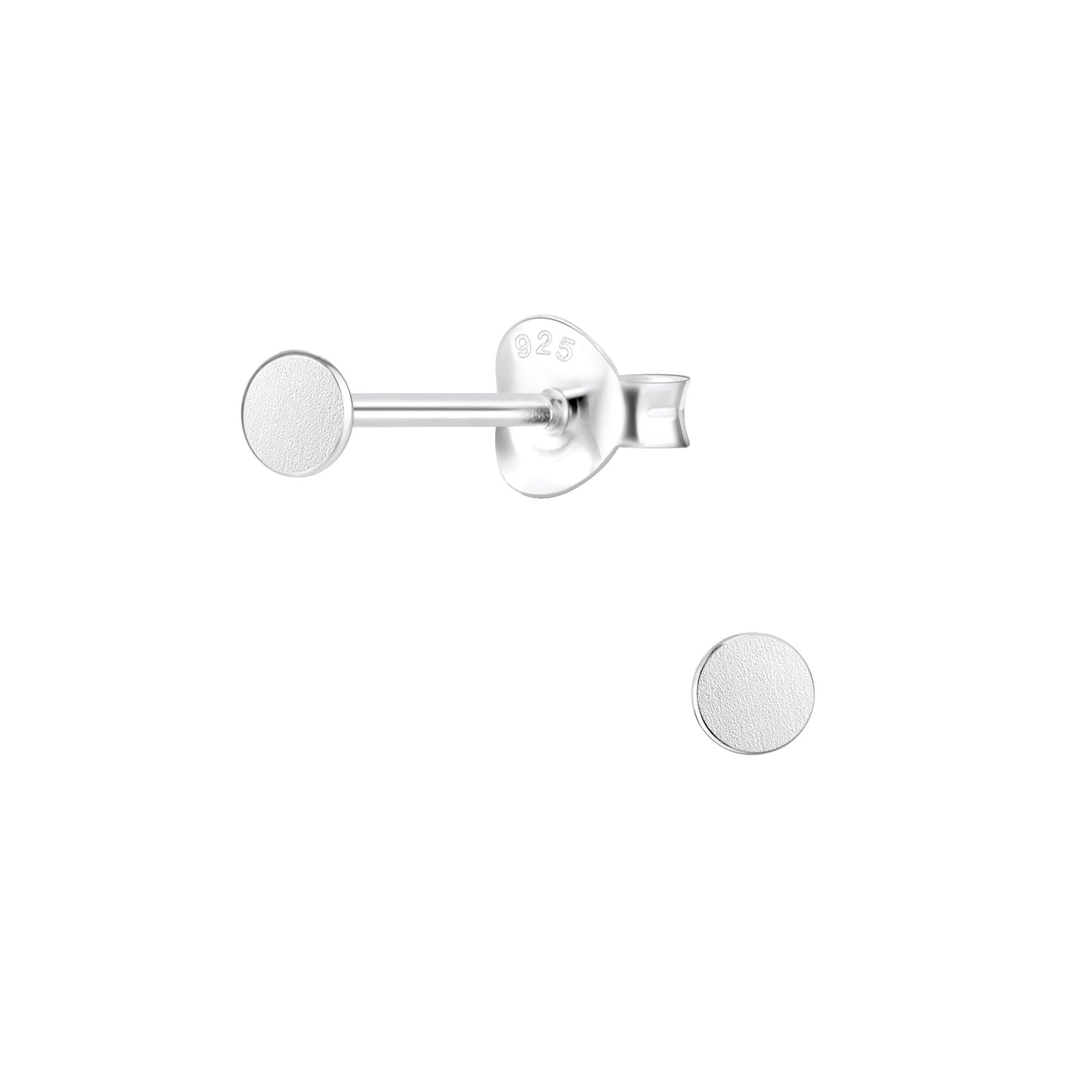 Sterling Silver Flat 3mm Tiny Round Disc Stud Earrings