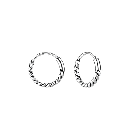 Sterling Silver 10mm Small Bali Twist Hoop Earrings