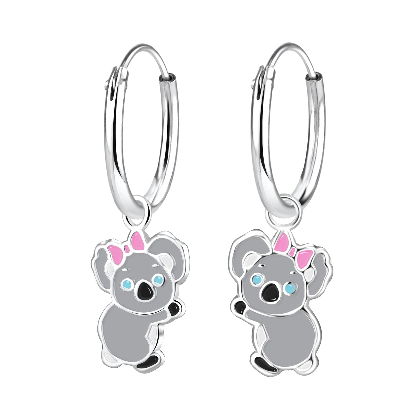 Children's Sterling Silver Koala Bear Hoop Earrings