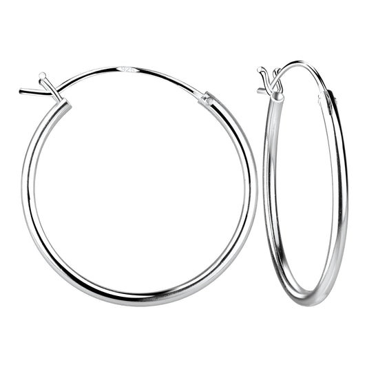 Sterling Silver 25mm French Lock Hoop Earrings