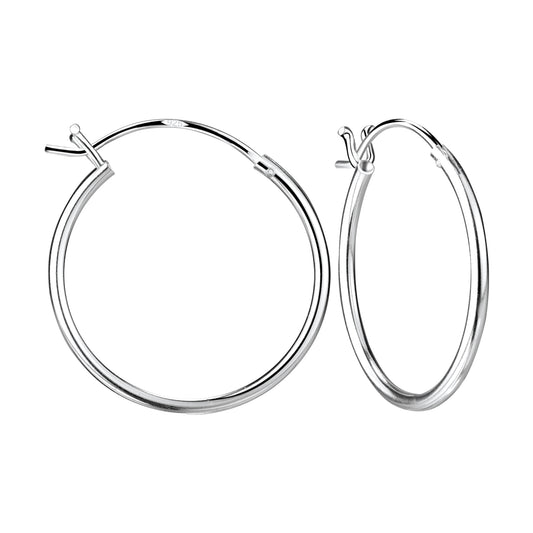 Sterling Silver 20mm French Lock Hoop Earrings