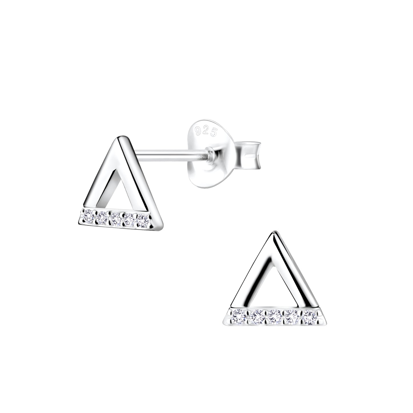Sterling Silver Open Triangle Stud Earrings