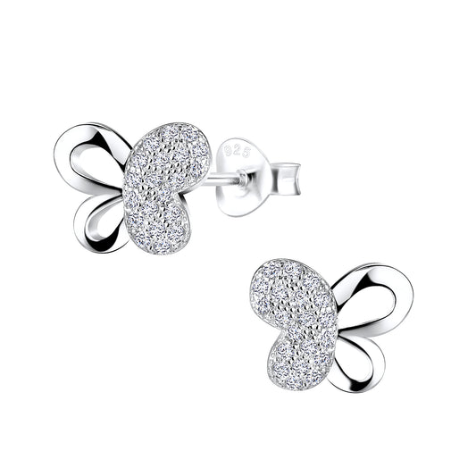 Sterling Silver CZ  Butterfly Earrings