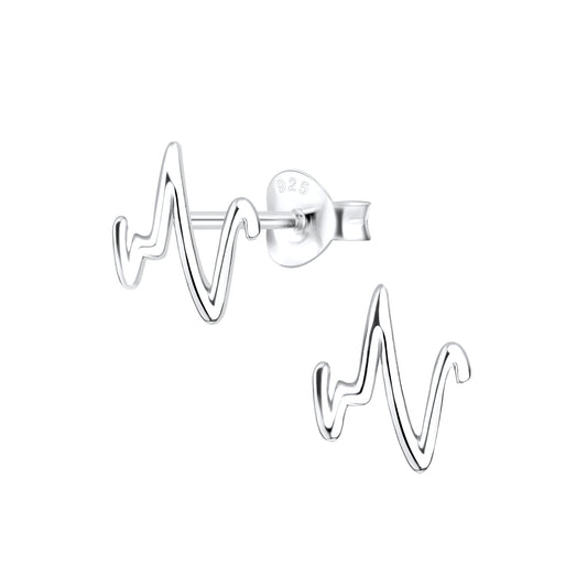 Sterling Silver Heartbeat Stud Earrings