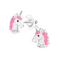 Children's Sterling Silver Sparkly Unicorn Screw Back Earrings