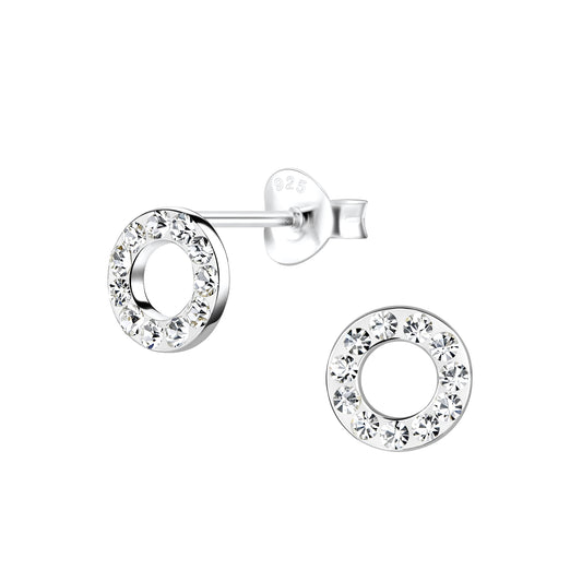 Children's Sterling Silver Sparkling Circle Stud Earrings