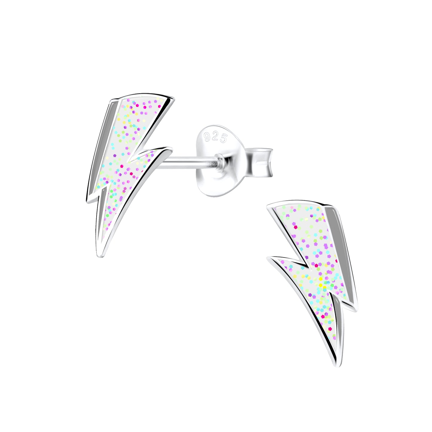 Children's Sterling Silver Lightning Bolt Stud Earrings