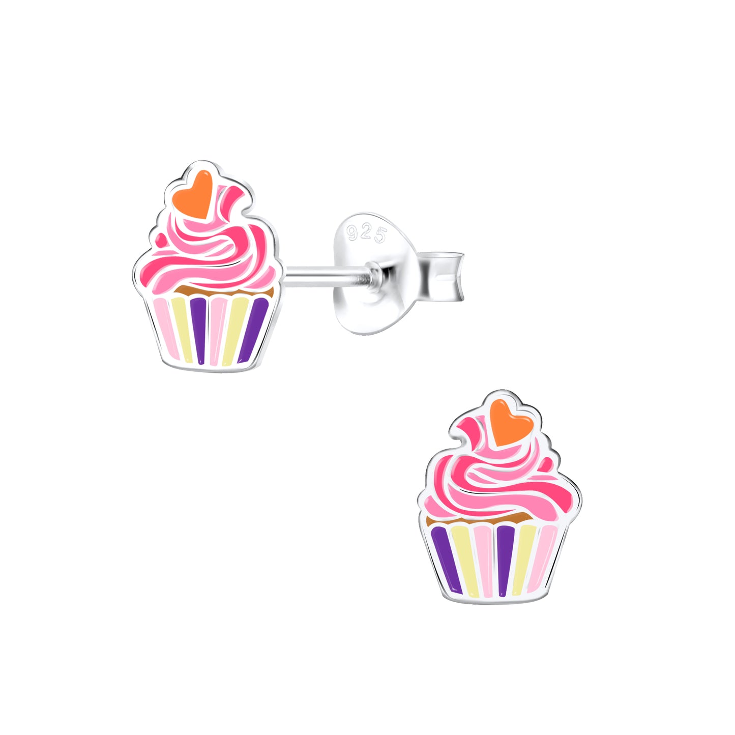 Children's Sterling Silver Colourful Cupcake Stud Earrings