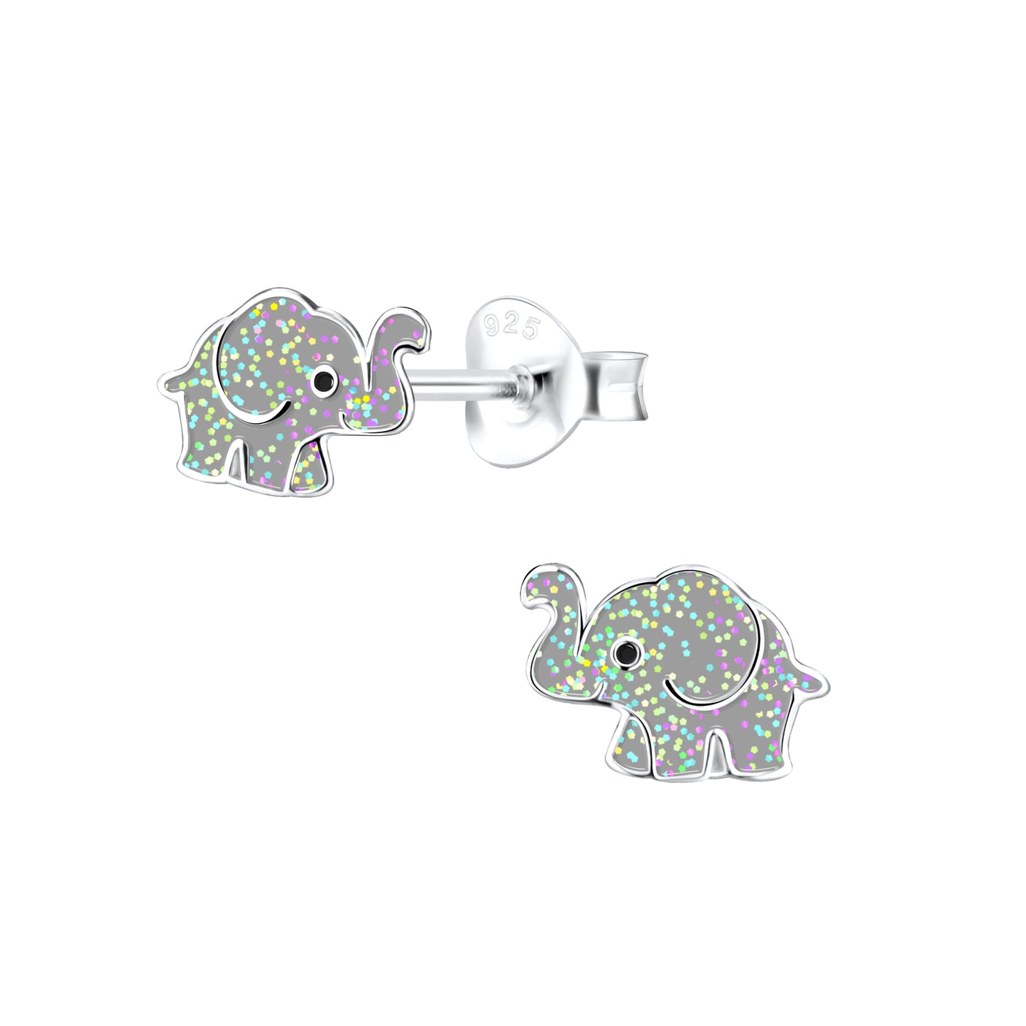 Children's Sterling Silver Sparkly Elephant Stud Earrings