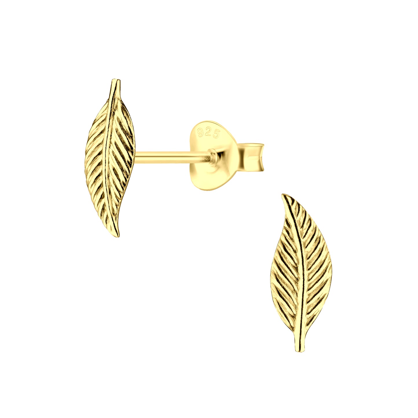 14ct Gold Plated Sterling Silver Leaf Stud Earrings