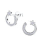 Sterling Silver Cubic Zirconia Horseshoe Star Stud Earrings