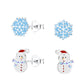 Children's Sterling Silver Set of 2 Pairs Christmas Themed Stud Earrings