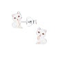 Children's Sterling Silver Cute White Cat Stud Earrings
