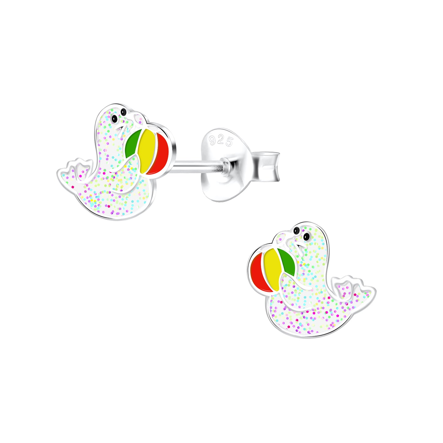 Children's Sterling Silver Sparkly Seal Stud Earrings