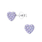 Children's Sterling Silver 7mm Crystal Lilac Heart Stud Earrings