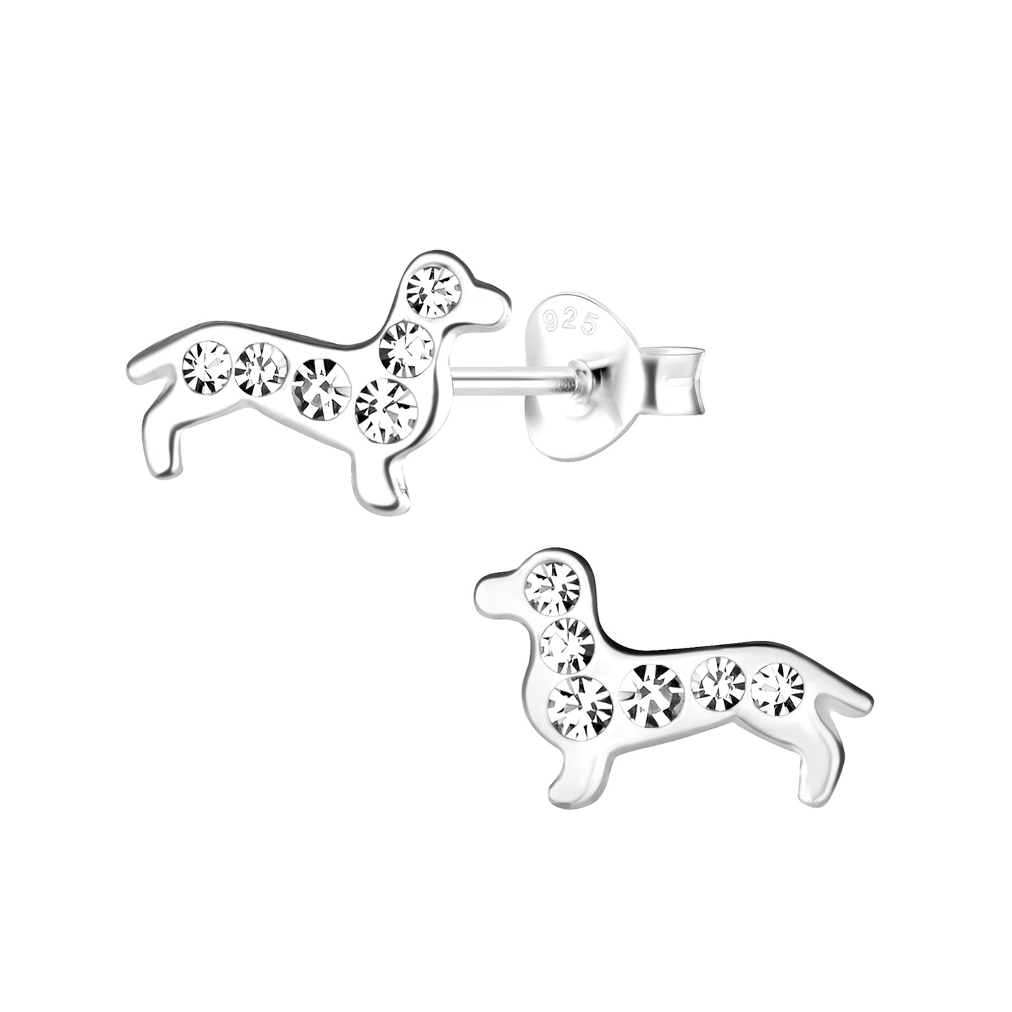 Children's Sterling Silver Dachshund Dog Stud Earrings