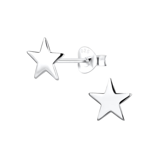 Sterling Silver 8mm Star Stud Earrings