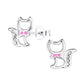 Children's Sterling Silver Sparkly Cat Stud Earrings