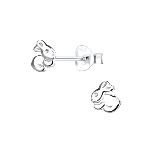 Children's Sterling Silver Small Rabbit Stud Earrings