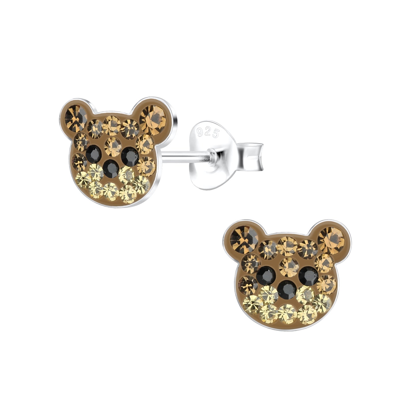 Children's Sterling Silver Crystal Bear Stud Earrings