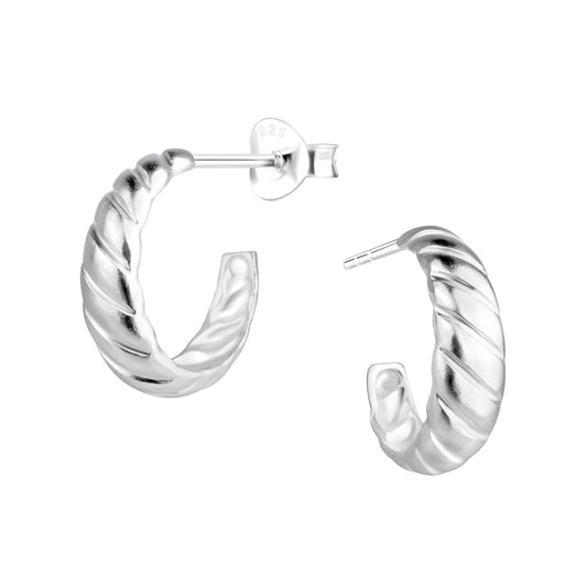 Sterling Silver Twist Half Hoop Earrings