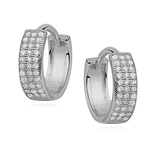 Sterling Silver Hoop Earrings Set With Cubic Zirconia's