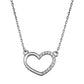 Sterling Silver Open Heart Necklace with Cubic Zirconia