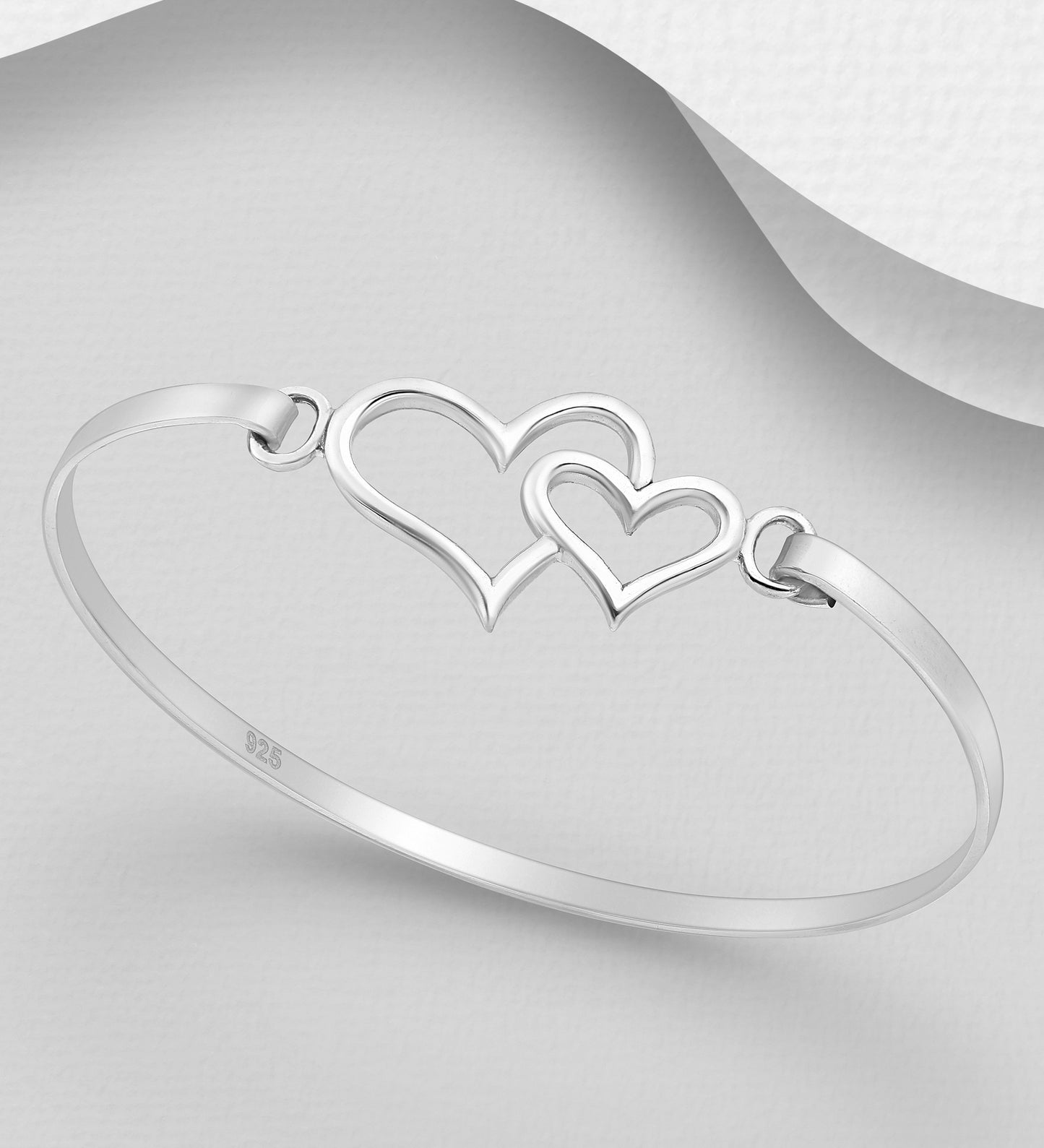 Sterling Silver Double Heart Bangle